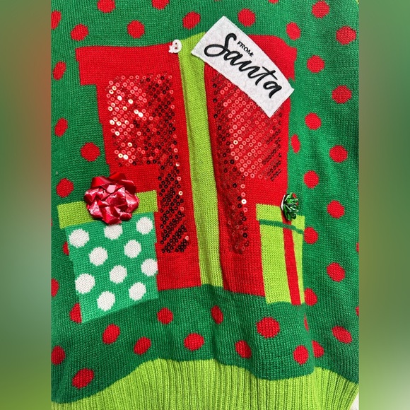 Merry Christmas Vest Bows Embroidered Bright Colors sleeveless size XL - Picture 5 of 6